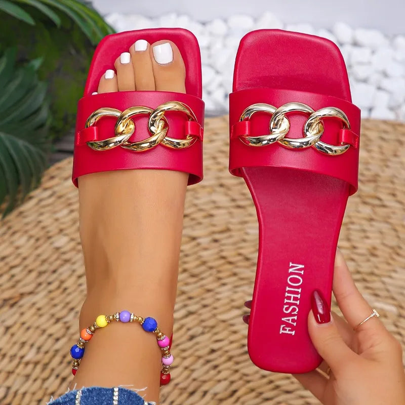 New Summer Women Slippers Rome Fashion  Designer Flat Sandals Soft Sole Sexy Shoes Women Breathable Beach Slippers Slides Women