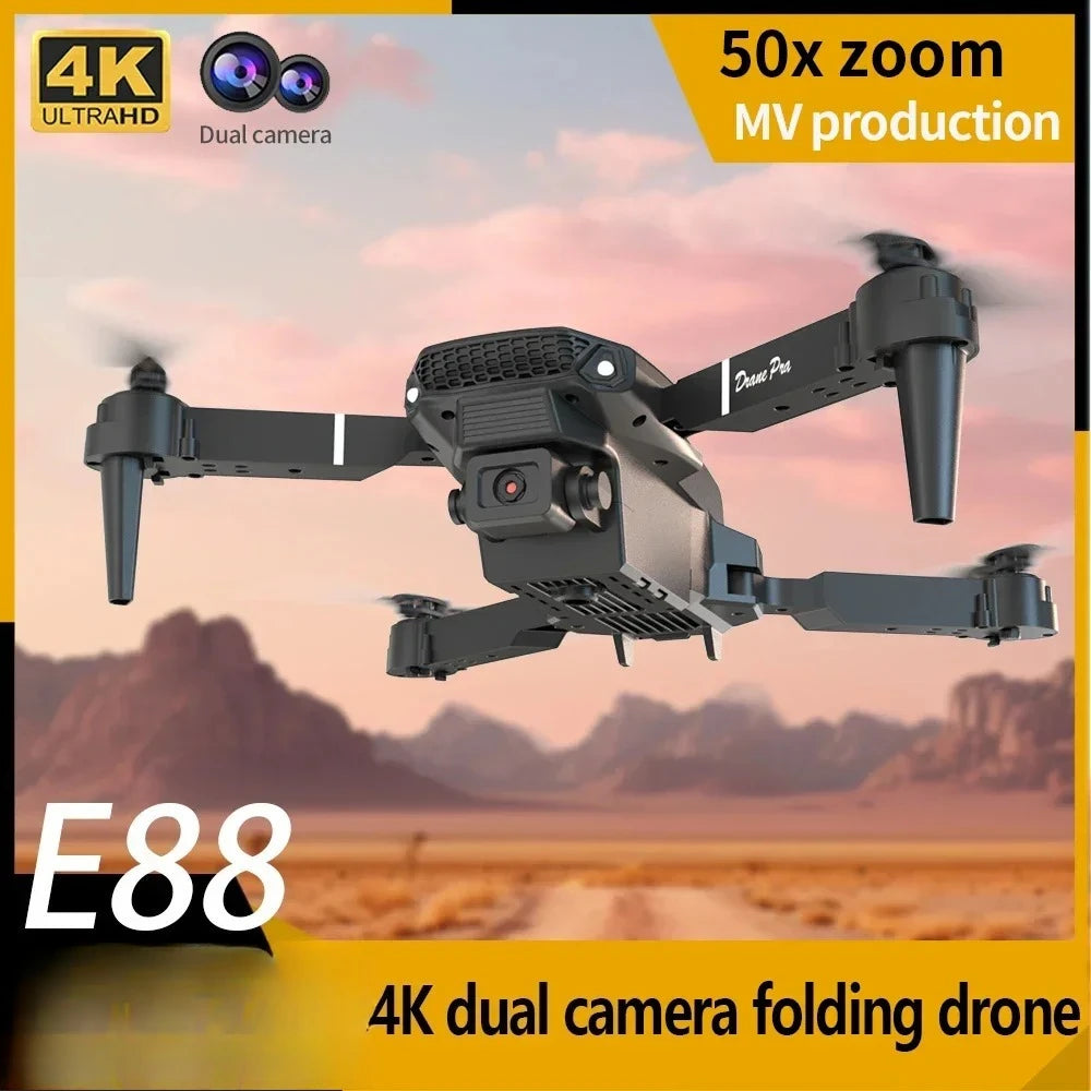 2026 New E88 Drone offers foldable design big screen 8K dual camera GPS brushless motor obstacle avoidance for RC toys gifts