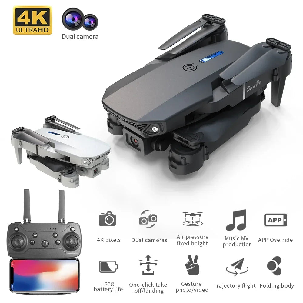 2026 New E88 Drone offers foldable design big screen 8K dual camera GPS brushless motor obstacle avoidance for RC toys gifts